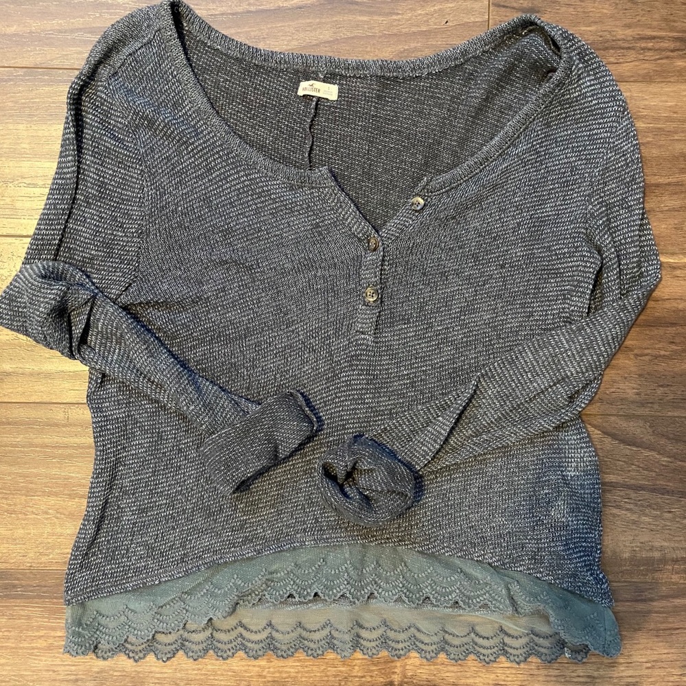 Gray Lace Long Sleeve